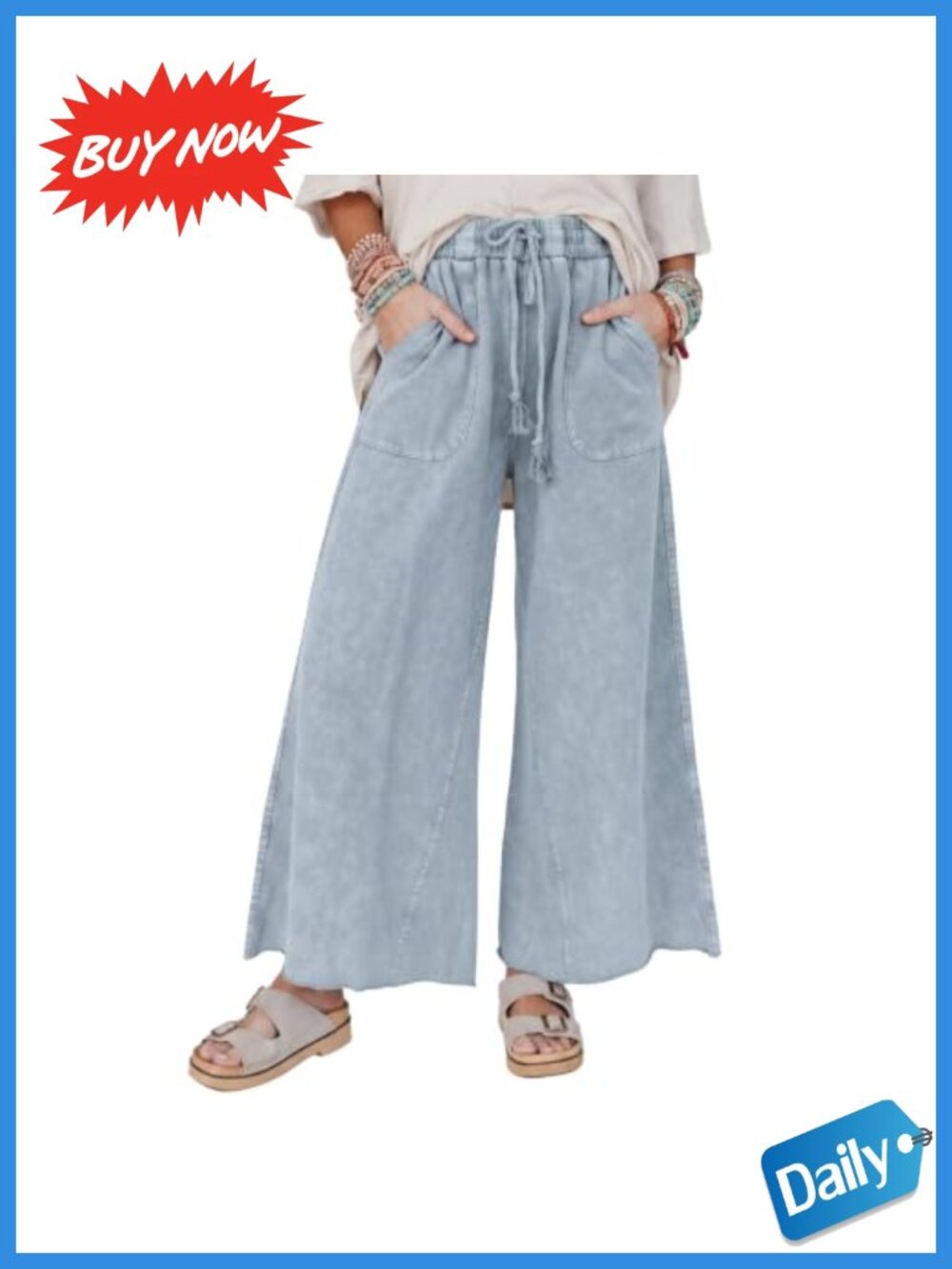 Wide Leg Sweatpants Baggy Palazzo High Rise Drawstring Lounge Pants